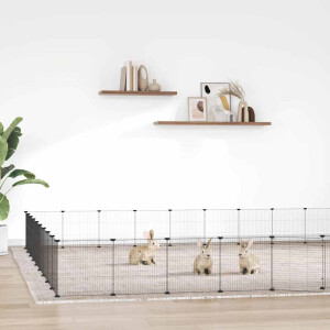 vidaXL Huisdierenkooi met deur 36 panelen 35x35 cm staal zwart