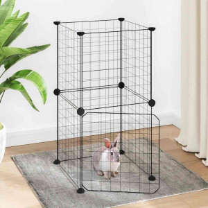 vidaXL Huisdierenkooi met deur 8 panelen 35x35 cm staal zwart
