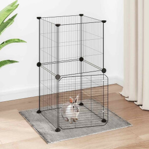 vidaXL Huisdierenkooi met deur 8 panelen 35x35 cm staal zwart