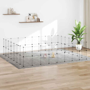 vidaXL Huisdierenkooi met deur 60 panelen 35x35 cm staal zwart