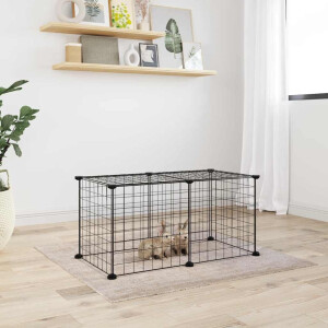 vidaXL Huisdierenkooi met 8 panelen 35x35 cm staal zwart