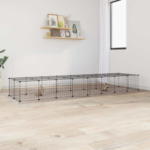 vidaXL Huisdierenkooi met deur 36 panelen 35x35 cm staal zwart