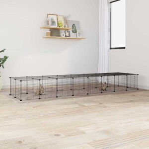 vidaXL Huisdierenkooi met deur 36 panelen 35x35 cm staal zwart