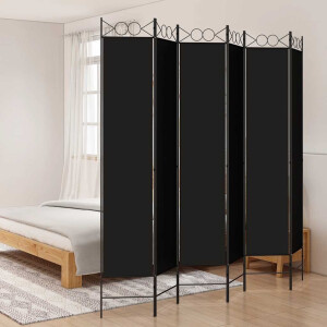 vidaXL Kamerscherm met 6 panelen 240x220 cm stof zwart