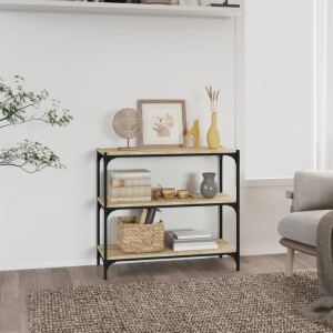 vidaXL Boekenkast 80x33x70,5 cm hout en staal sonoma eikenkleur