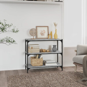 vidaXL Boekenkast 80x33x70,5 cm hout en staal grijs sonoma eikenkleur