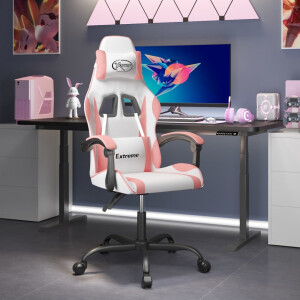 vidaXL Gamestoel draaibaar kunstleer wit en roze