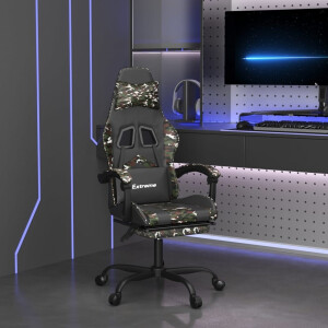 vidaXL Gamestoel draaibaar met voetensteun kunstleer zwart&camouflage