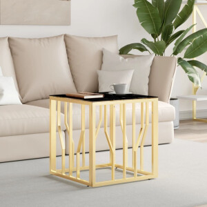 vidaXL Salontafel 50x50x50 cm roestvrij staal en glas goudkleurig