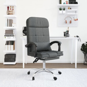 vidaXL Kantoorstoel massage verstelbaar stof donkergrijs