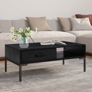 vidaXL Salontafel 90x50x35 cm massief grenenhout zwart