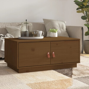 vidaXL Salontafel 80x50x35 cm massief grenenhout honingbruin