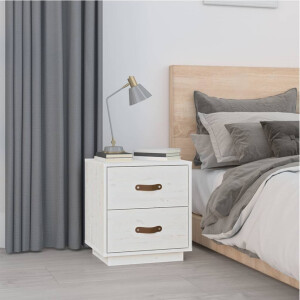 vidaXL Nachtkastje 40x34x45 cm massief grenenhout wit