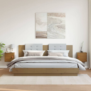 vidaXL Wandkasten 2 st 31,5x30x30 cm massief grenenhout honingbruin