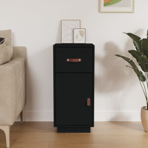 vidaXL Dressoir 34x40x75 cm massief grenenhout zwart