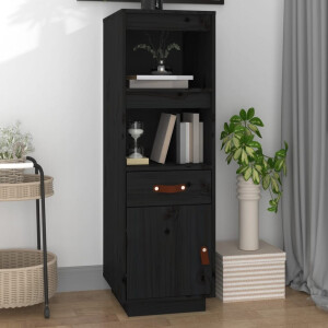 vidaXL Hoge kast 34x40x108,5 cm massief grenenhout zwart
