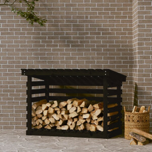 vidaXL Haardhoutrek 108x73x79 cm massief grenenhout zwart
