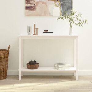 vidaXL Wandtafel 110x40x80 cm massief grenenhout wit