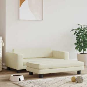 vidaXL Hondenmand met verlengstuk 100x50x30 cm kunstleer crèmekleurig