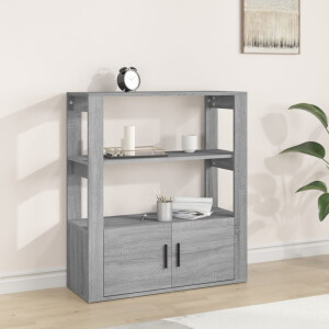 vidaXL Dressoir 80x30x90 cm bewerkt hout grijs sonoma eikenkleurig