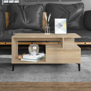 vidaXL Salontafel 90x49x45 cm bewerkt hout sonoma eikenkleurig