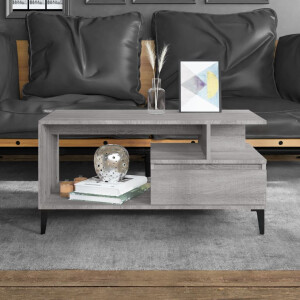 vidaXL Salontafel 90x49x45 cm bewerkt hout grijs sonoma