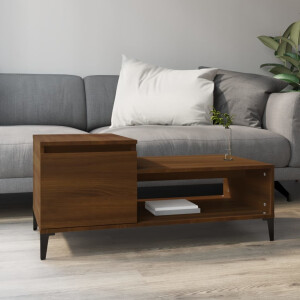 vidaXL Salontafel 100x50x45 cm bewerkt hout bruineiken