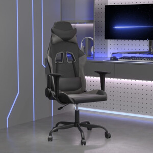 vidaXL Gamestoel kunstleer zwart en grijs