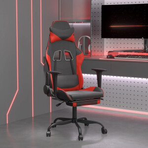 vidaXL Gamestoel met voetensteun kunstleer zwart en rood