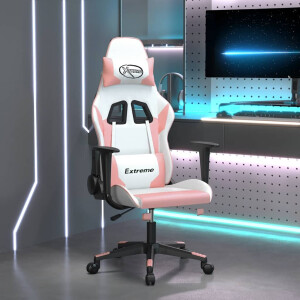 vidaXL Gamestoel kunstleer wit en roze