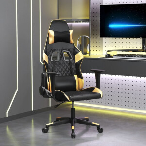 vidaXL Gamestoel kunstleer zwart en goud