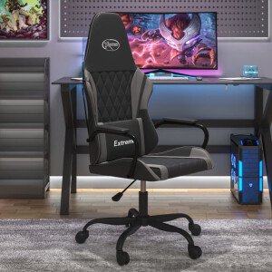 vidaXL Gamestoel kunstleer zwart en grijs