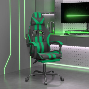 vidaXL Gamestoel met voetensteun kunstleer zwart en groen