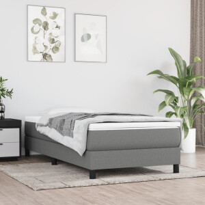 vidaXL Bedframe zonder matras 90x200 cm stof donkergrijs