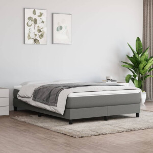 vidaXL Boxspring bed stof donkergrijs 140x200 cm