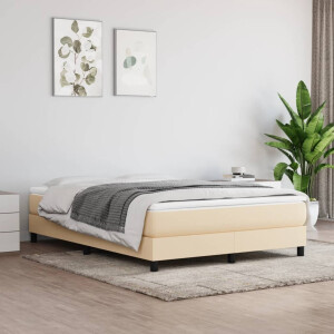 vidaXL Boxspring bed stof crèmekleurig 140x200 cm