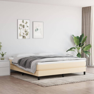 vidaXL Boxspring bed stof crèmekleurig 180x200 cm