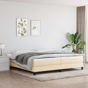 vidaXL Boxspring bed stof crèmekleurig 200x200 cm
