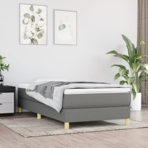 vidaXL Bedframe zonder matras 90x200 cm stof donkergrijs