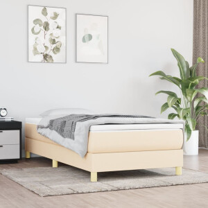 vidaXL Boxspring bed 90x200 cm stof crèmekleurig
