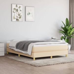 vidaXL Boxspring bed stof crèmekleurig 140x190 cm