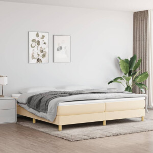 vidaXL Boxspring bed stof crèmekleurig 200x200 cm