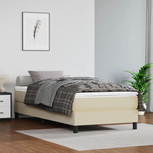 vidaXL Boxspring bed kunstleer crèmekleurig 90x200 cm