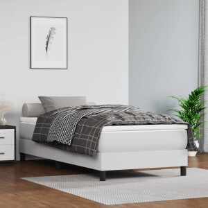 vidaXL Boxspring bed kunstleer wit 100x200 cm