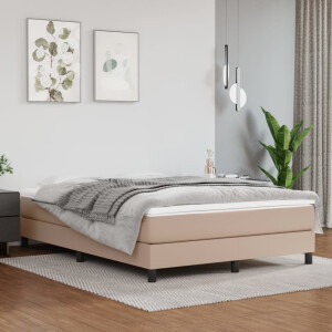 vidaXL Boxspring bed kunstleer cappuccinokleurig 140x190 cm