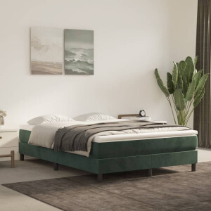 vidaXL Bedframe zonder matras 140x190 cm fluweel donkergroen