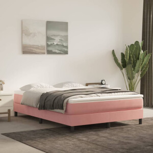 vidaXL Bedframe fluweel roze 140x190 cm