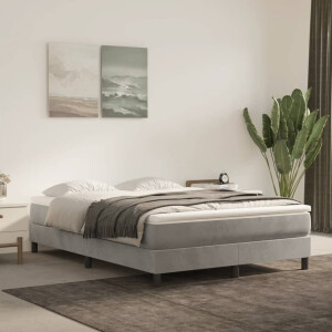 vidaXL Boxspring bed 140x200 cm fluweel lichtgrijs