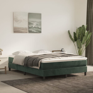 vidaXL Bedframe zonder matras 140x200 cm fluweel donkergroen