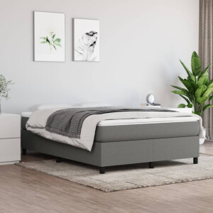 vidaXL Boxspring bed stof donkergrijs 140x200 cm